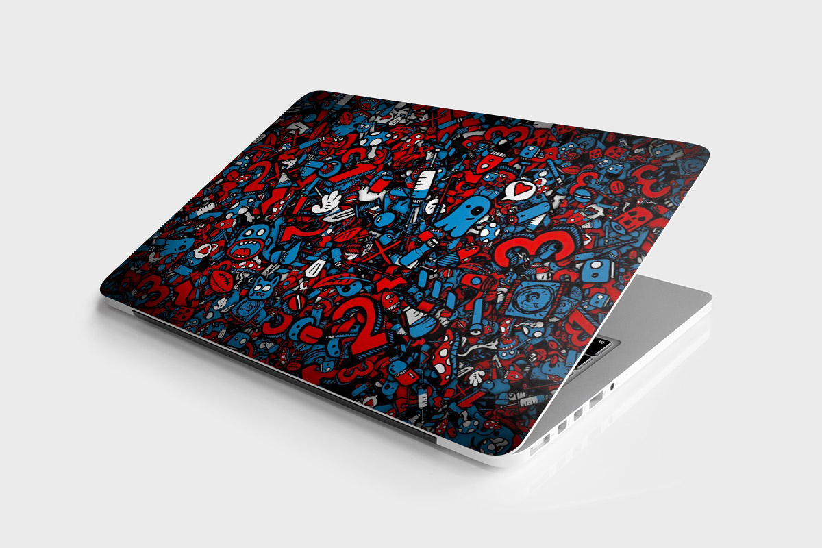Blue Red Laptop Stickers Mix