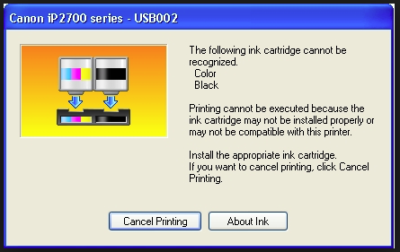 PRINTER CARTRIDGE NOT DETECTED